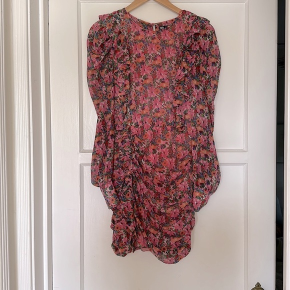 ZARA pink ruched floral mini dress blogger fave - Picture 9 of 15